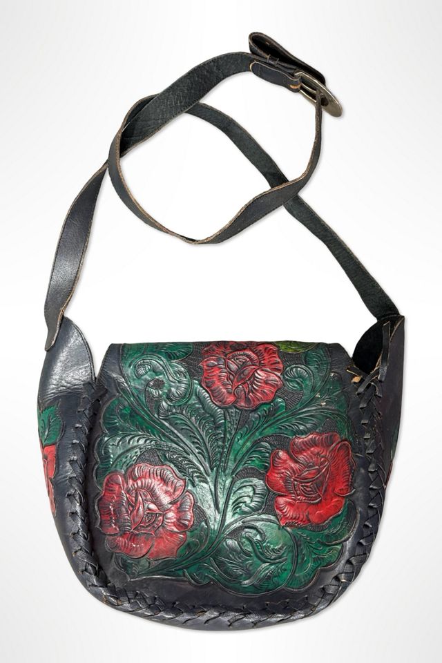 1970s Tooled Navy Leather Rose Shoulder Bag Selected By Ritual Vintage #2