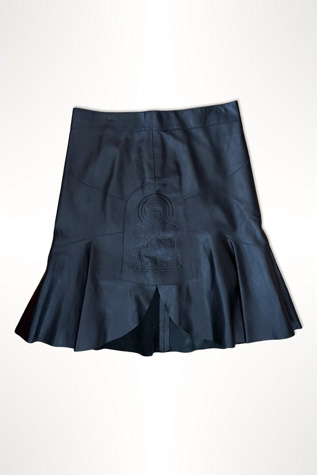 1990s Vivienne Tam Leather Deity Skirt Selected By Ritual Vintage