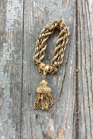 Vintage 1960s Gold tone Tassel Bracelet Selected by Cherry