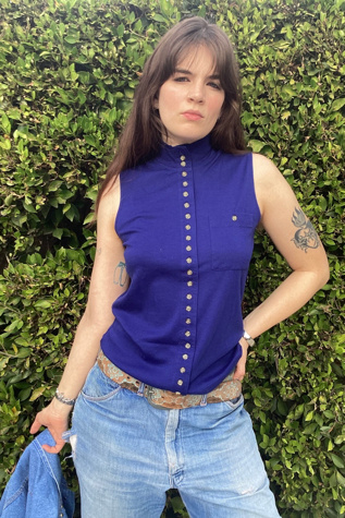 Vintage 1980s Button Up Sleeveless Tank Selected by Cherry
