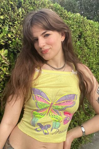 Vintage 1970s Glow in the Dark Butterfly Lace Tank Selected by Cherry