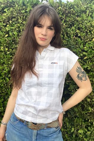 Vintage 1980s Grey Plaid Sports Polo Selected by Cherry
