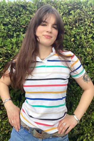 Vintage 1980s Multicolor Stripe Polo Shirt Selected by Cherry