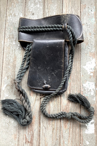 Vintage 1960s Black Leather Belt with Pouch Selected by Cherry