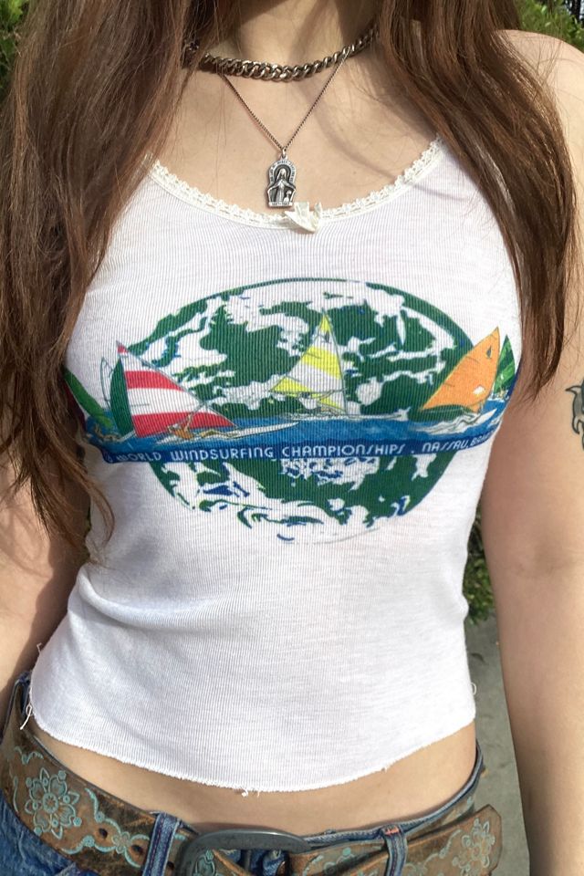Vintage 1970s Wind Sailing Championship Lace Tank Selected by Cherry #1