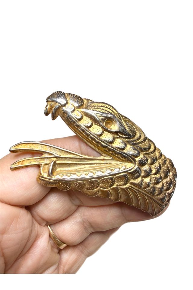 Vintage XL Hissing Snake Brooch Lapel Pin Selected by Lux Revival #1