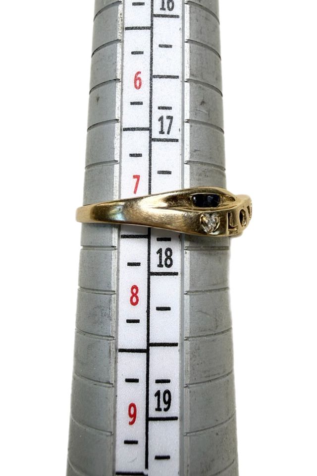 Vintage 10k Gold “Love” Ring with Diamond + Sapphire Selected by Lux Revival #2