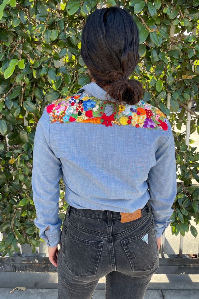 Vintage 1970's Hand Embroidered Chambray ShirtSelected by FernMercantile #1