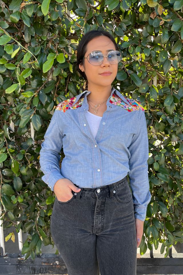 Vintage 1970's Hand Embroidered Chambray ShirtSelected by FernMercantile #2