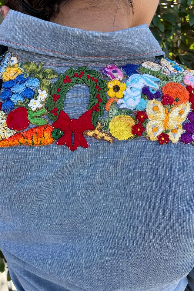 Vintage 1970's Hand Embroidered Chambray ShirtSelected by FernMercantile #3