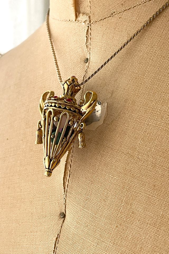 Vintage Bejeweled Caged Style Pendant Necklace Selected by FernMercantile #1
