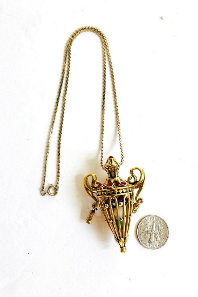 Vintage Bejeweled Caged Style Pendant Necklace Selected by FernMercantile #2