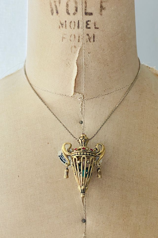 Vintage Bejeweled Caged Style Pendant Necklace Selected by FernMercantile #3