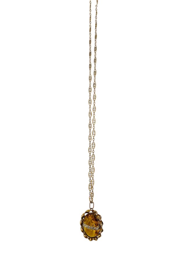 Vintage Amber Glass Victorian Style Pendent Necklace Selected by FernMercantile #3