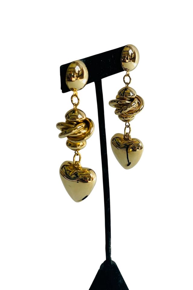 Vintage Gold Puffy Heart Drop Earring Selected by FernMercantile #2