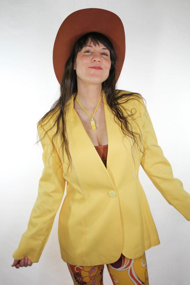 Deadstock Vintage Dandelion Yellow Fitted Cotton Blazer Selected By Moons + Junes Vintage #1