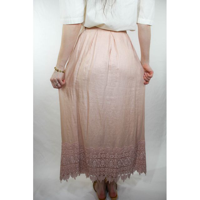 Vintage Pink Linen + Lace Prairie Maxi Skirt Selected By Moons + Junes Vintage #2