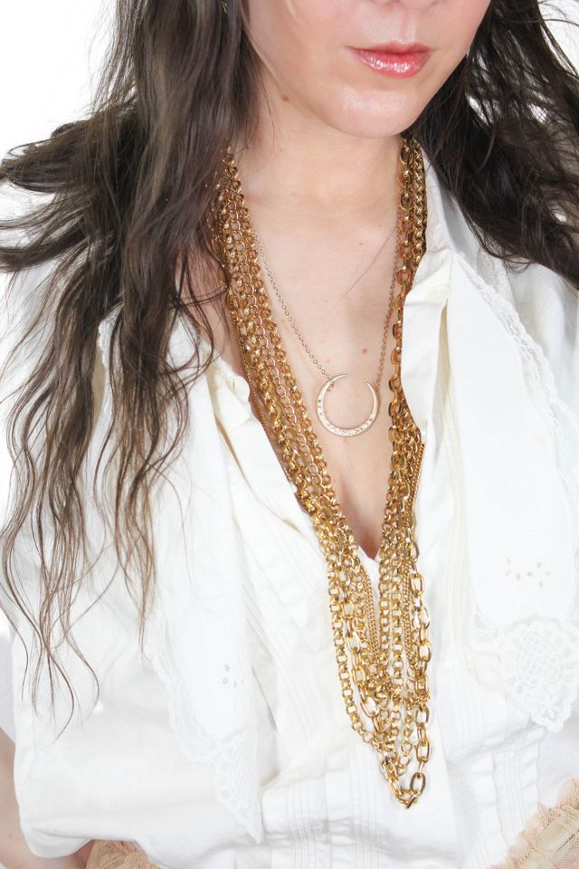 Vintage Starburst Crescent Moon Rose Gold Necklace Selected By Moons + Junes Vintage #1