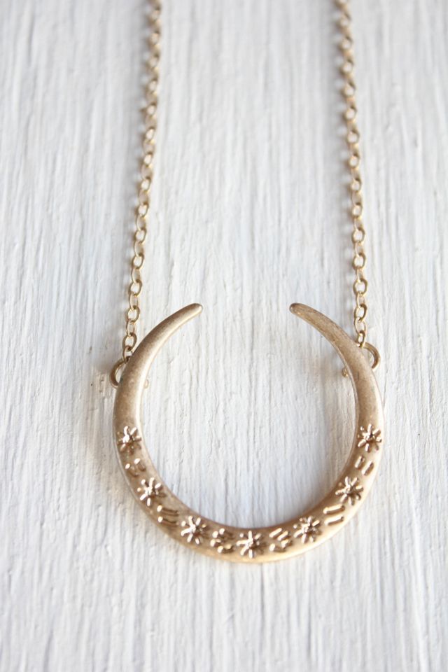 Vintage Starburst Crescent Moon Rose Gold Necklace Selected By Moons + Junes Vintage #2