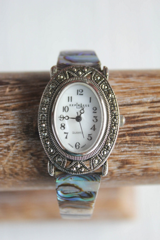 Vintage Abalone Shell Stretchy Band Watch Selected By Moons + Junes Vintage