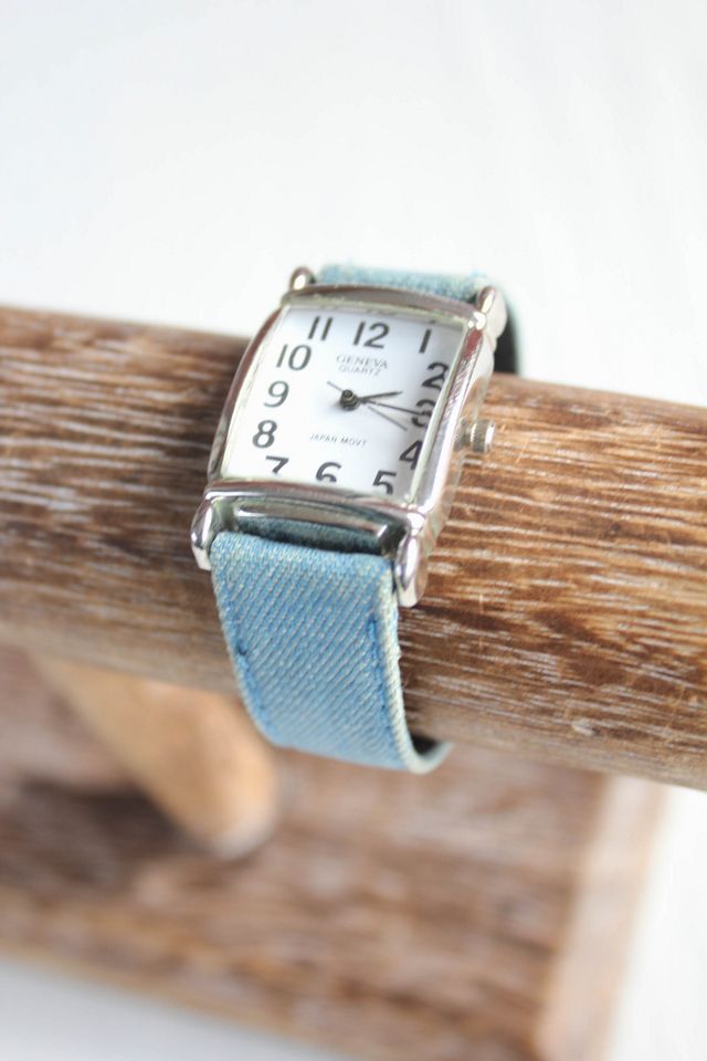 1980s Vintage Denim Square Face Watch Selected By Moons + Junes Vintage #2