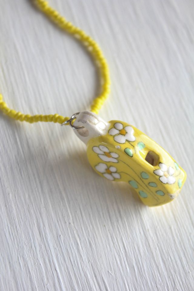 Vintage Yellow Daisy Ceramic Whistle Necklace Selected By Moons + Junes Vintage #2