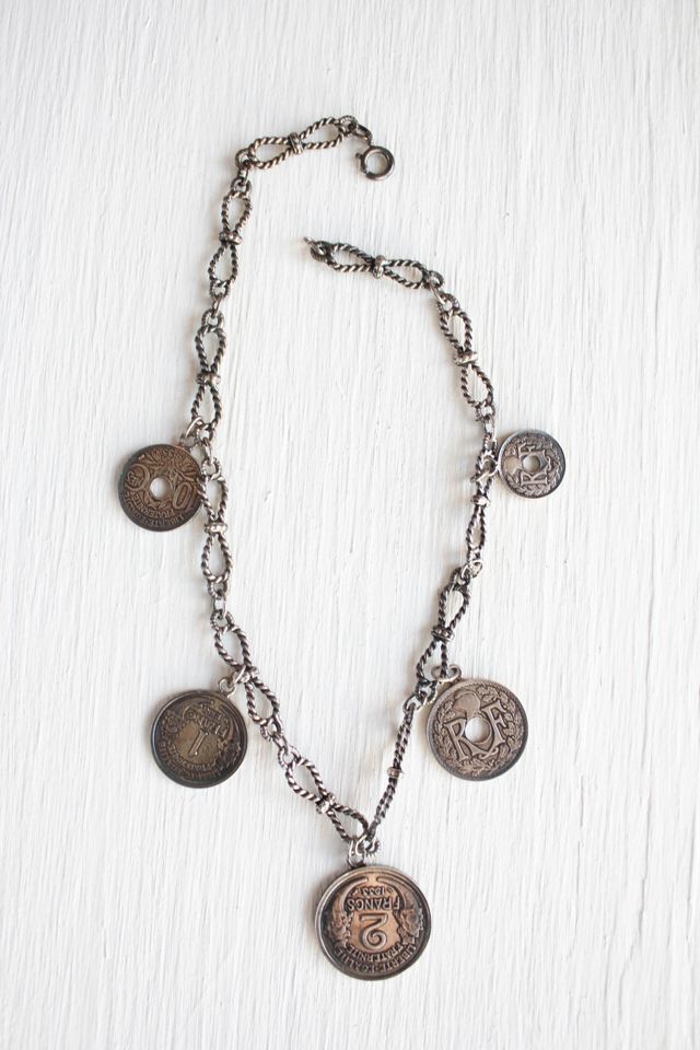 Vintage French Coin Bronzed Chain Necklace Selected By Moons + Junes Vintage #3