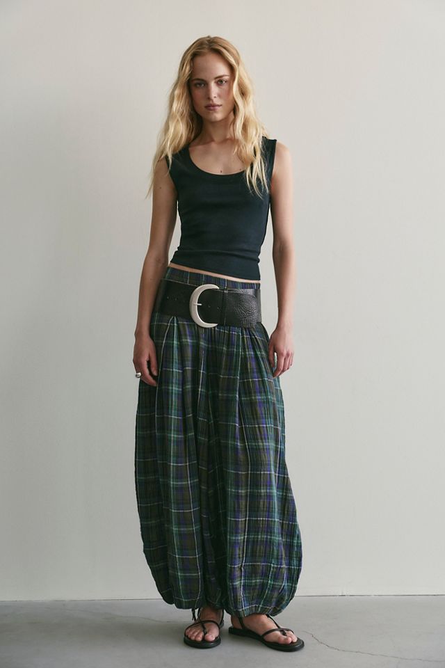 Moonflower Plaid Pull-On Balloon Pants #3