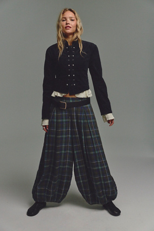 Moonflower Plaid Pull-On Balloon Pants
