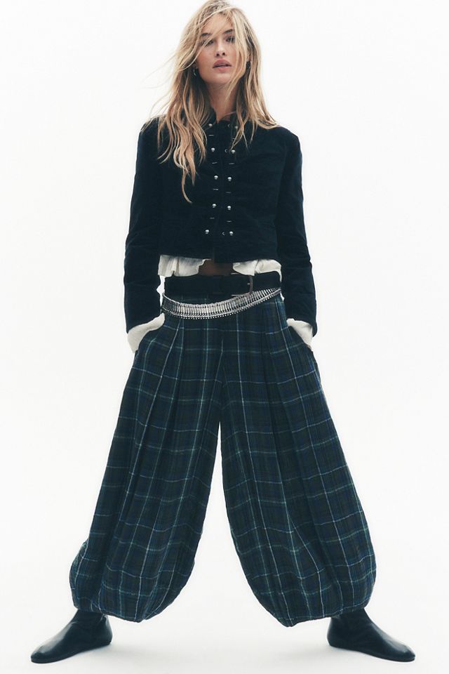 Moonflower Plaid Pull-On Balloon Pants #7