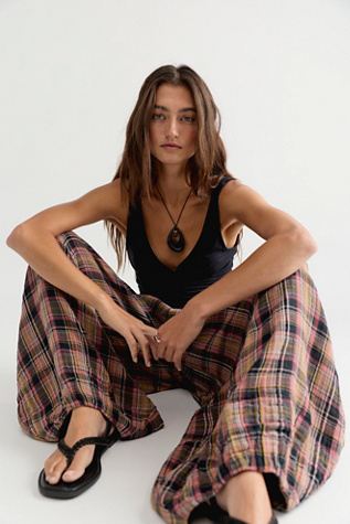 Moonflower Plaid Pull-On Balloon Pants