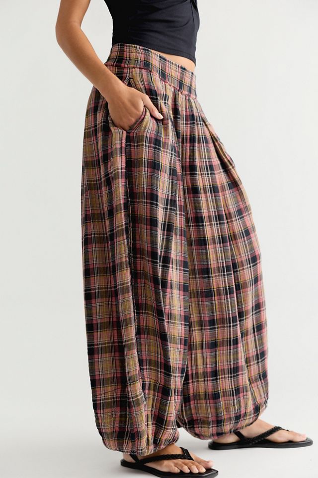 Moonflower Plaid Pull-On Balloon Pants #3