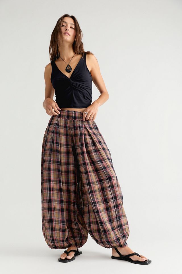 Moonflower Plaid Pull-On Balloon Pants #2