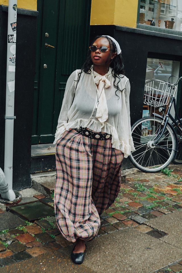 Moonflower Plaid Pull-On Balloon Pants #4