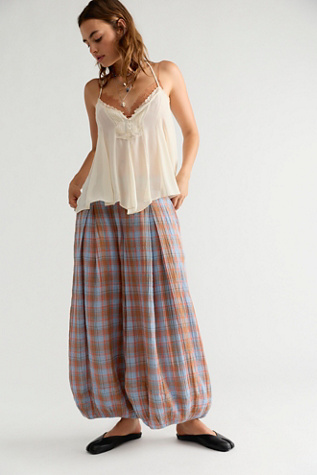 Moonflower Plaid Pull-On Balloon Pants