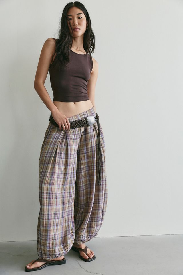 Moonflower Plaid Pull-On Balloon Pants #3