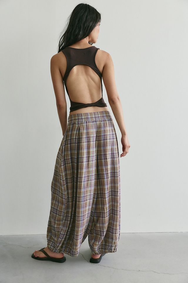 Moonflower Plaid Pull-On Balloon Pants #2