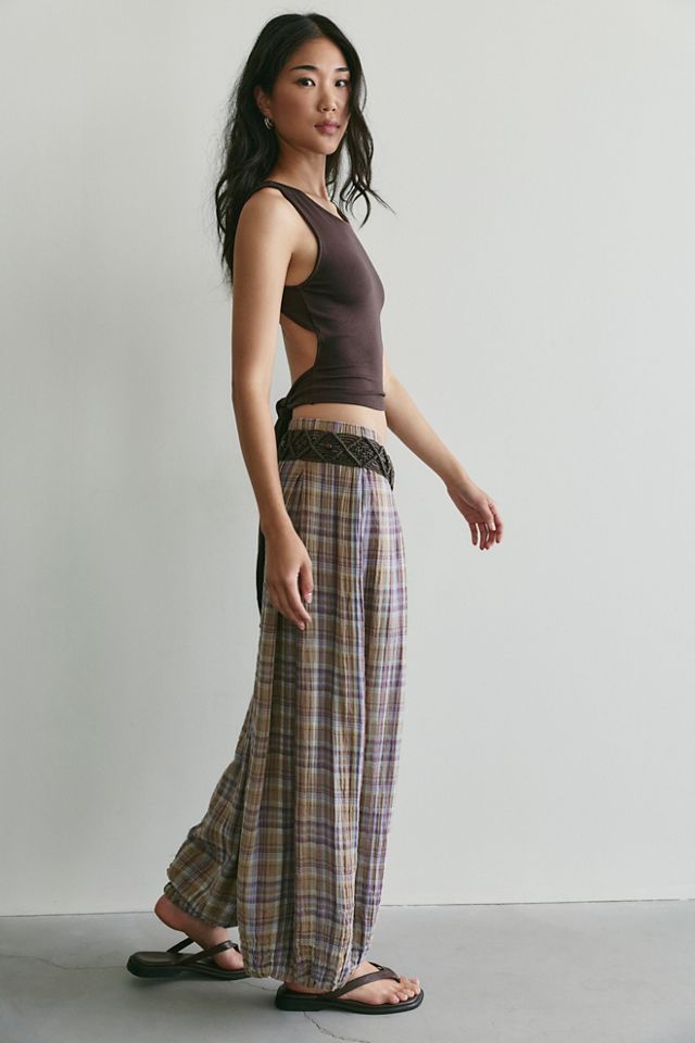 Moonflower Plaid Pull-On Balloon Pants #4