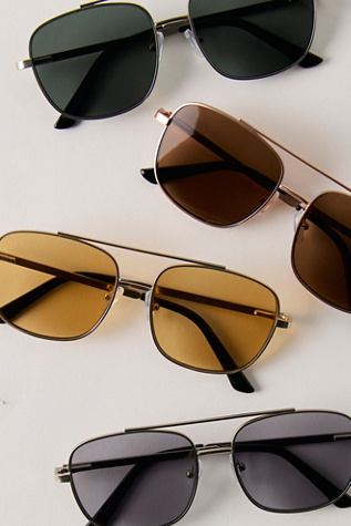 Brooks Metal Aviator Sunglasses by Free People in Silver