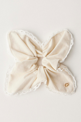 Lele Sadoughi Eyelet Trim Square Scrunchie at Free People in Ivory