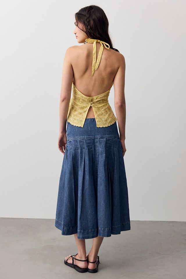 Jupe midi en denim plissée Skipper We The Free #1