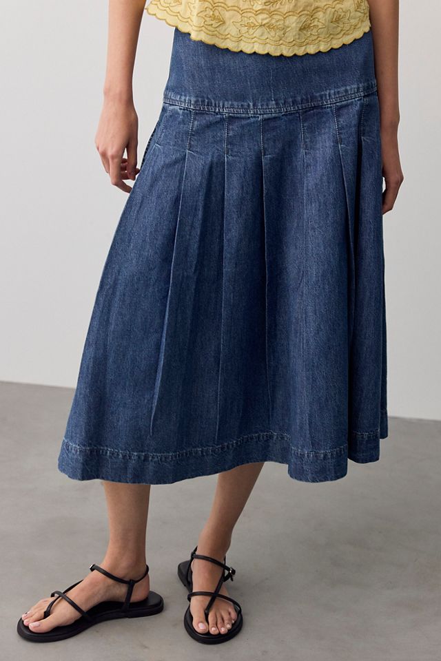 Jupe midi en denim plissée Skipper We The Free #2