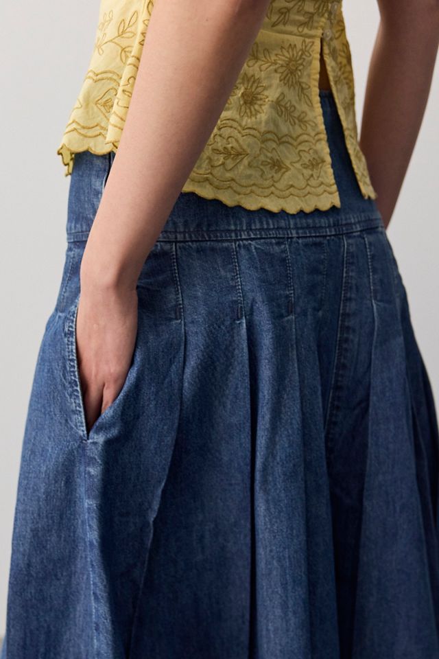Jupe midi en denim plissée Skipper We The Free #3