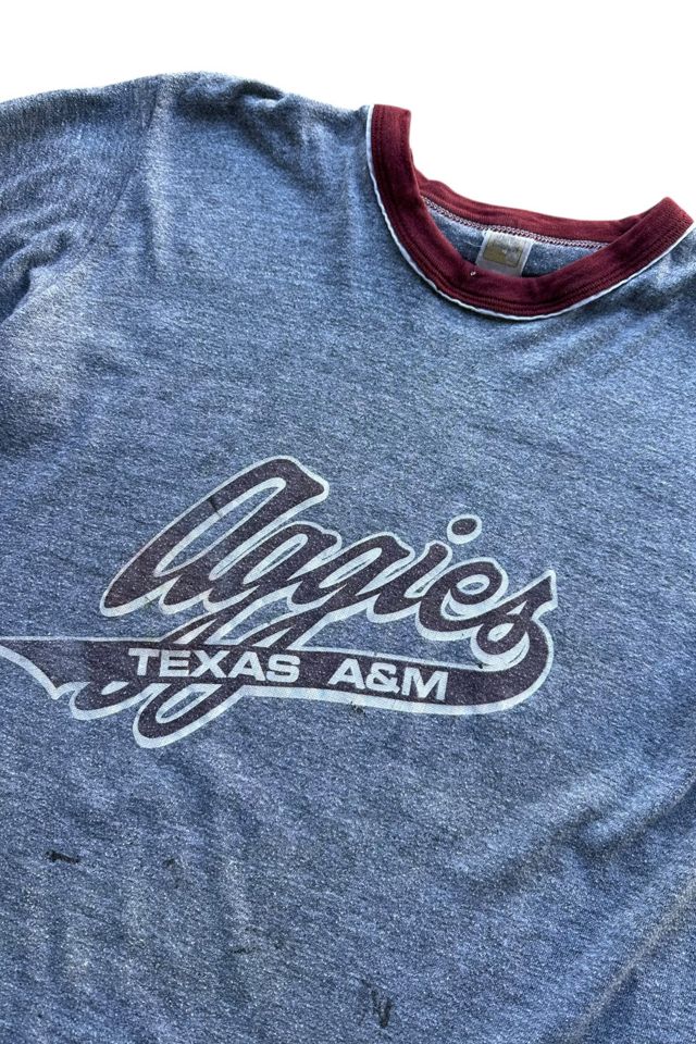 Vintage 1970s Texas AM Aggies Ringer T Shirt Selected By Vintage Warrior #1
