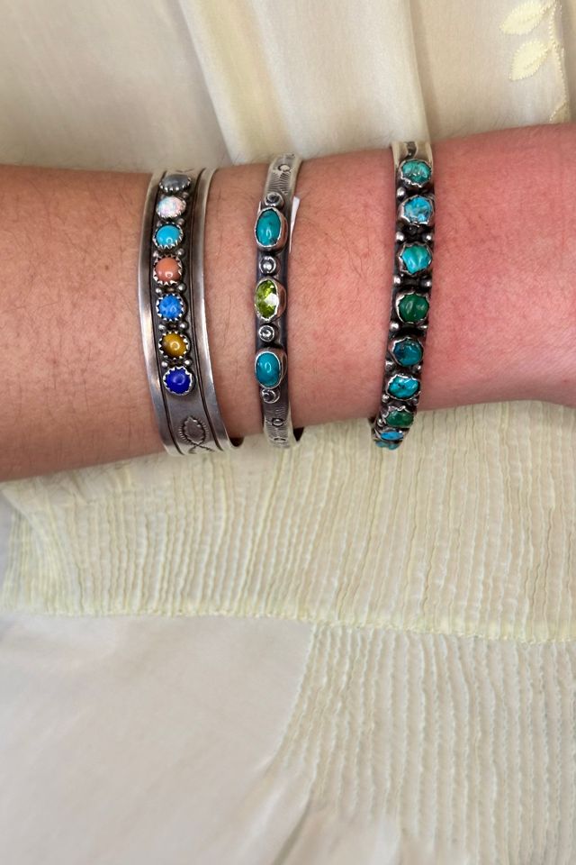 Sterling Silver Turquoise Nugget Adjustable Cuff Bracelet #2