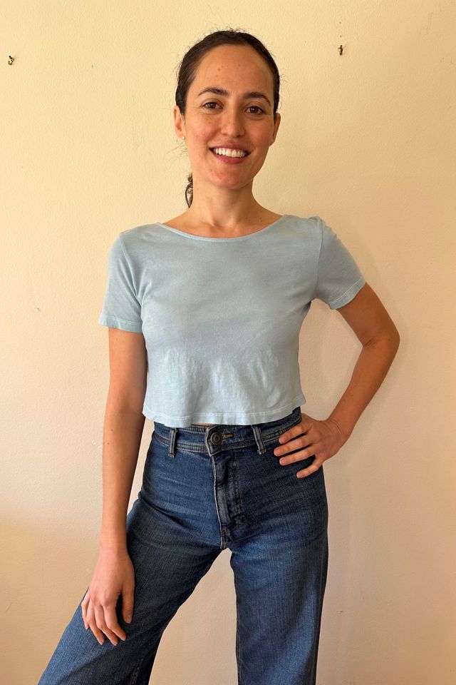 Pale Blue Overdyed Crop Top With Open Back Selected by Picky Jane #1