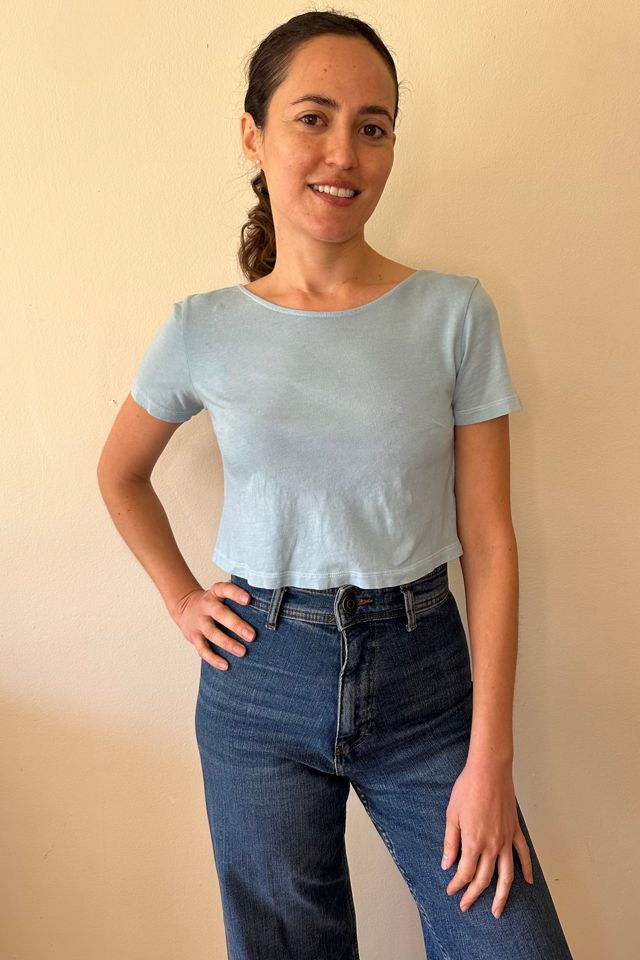 Pale Blue Overdyed Crop Top With Open Back Selected by Picky Jane #2