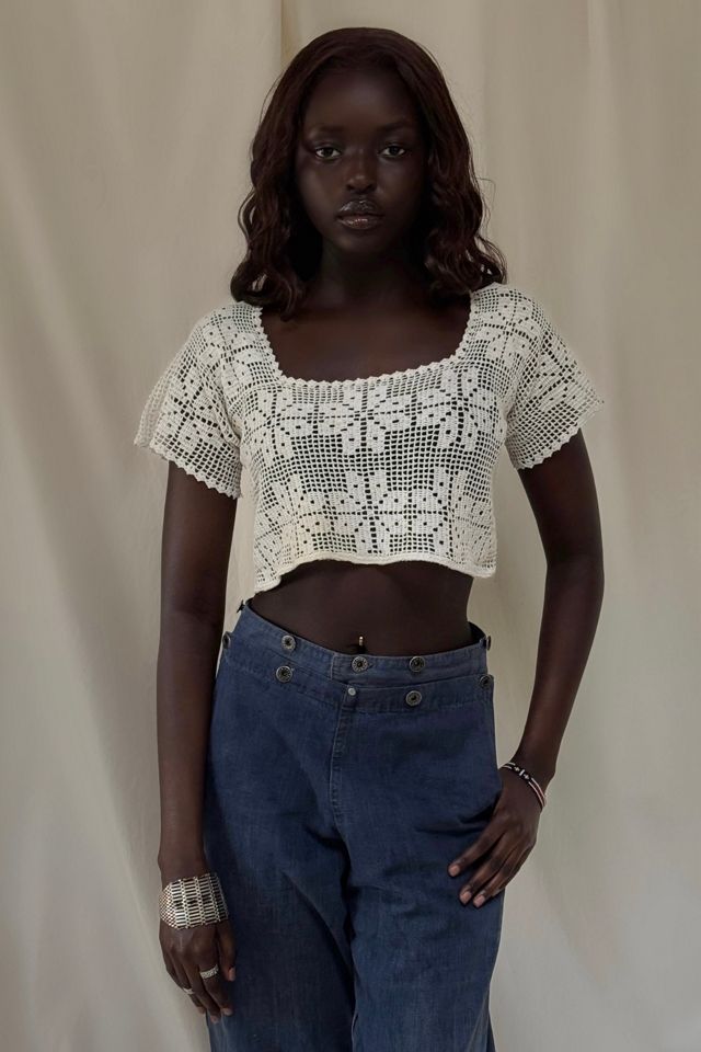 Antique 1900's Edwardian Crochet Knit Top Selected By Afterlife Boutique #1