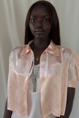 Vintage 1930's Liquid Silk Floral Print Bed Jacket Top Selected By Afterlife Boutique