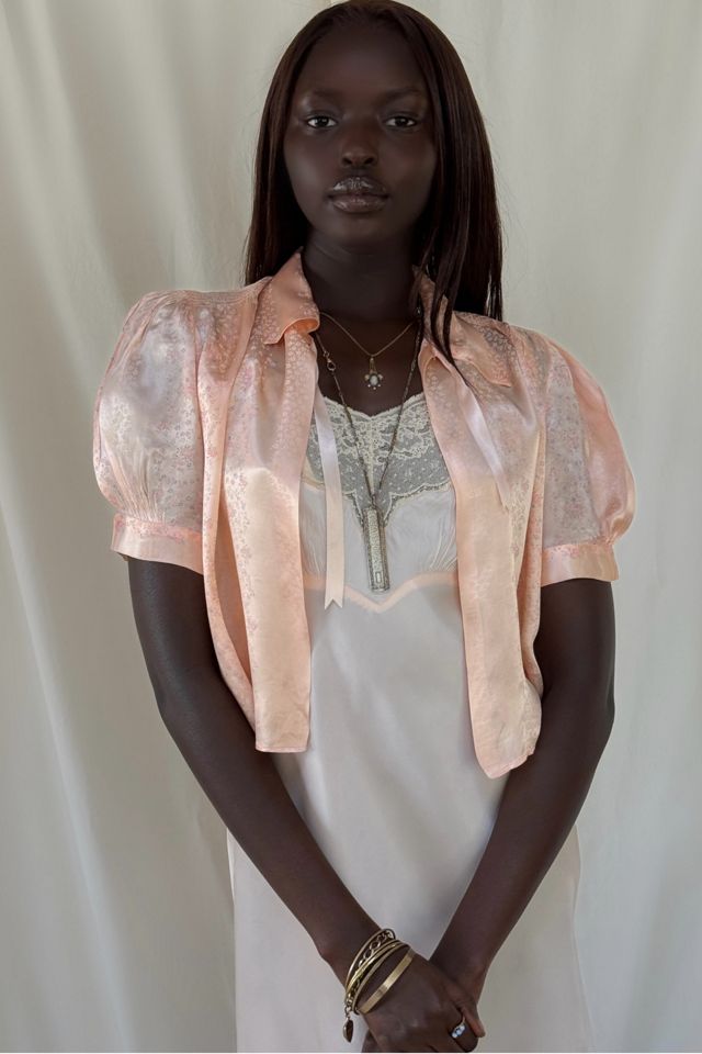 Vintage 1930's Liquid Silk Floral Print Bed Jacket Top Selected By Afterlife Boutique #1